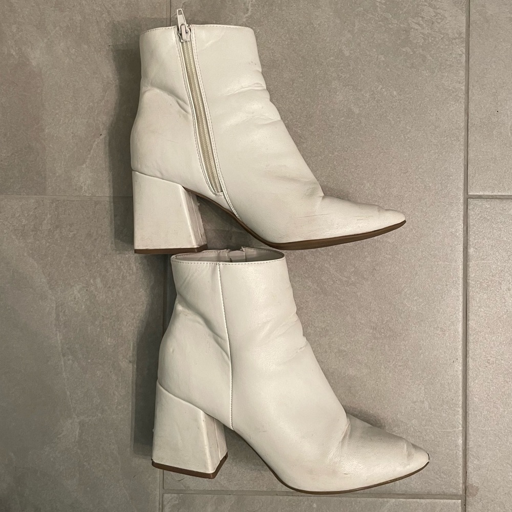 White 3” Heeled Ankle Booties / Boots